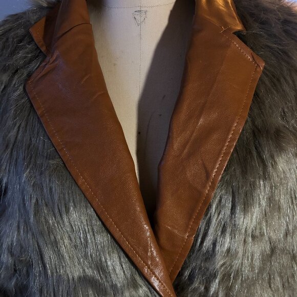 Vintage 90s old stock NWT faux fur and leather teddy hairy shaggy jacket blazer - Picture 9 of 14